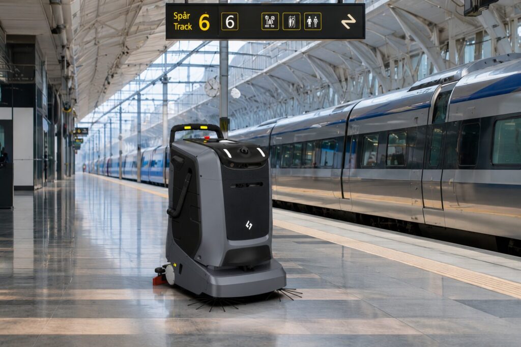 Rengjøringsrobot for stasjon